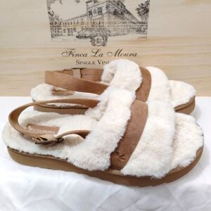 Ugg Koolaburra Fuzz'd Out Sandals Slippers Fluffy Comfy Buckle Ankle Strap US 10